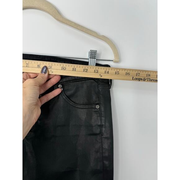 AG Zip-Up Legging Ankle Coated Black Jeans 27 Skinny Sleek Faux Leather - Picture 7 of 10